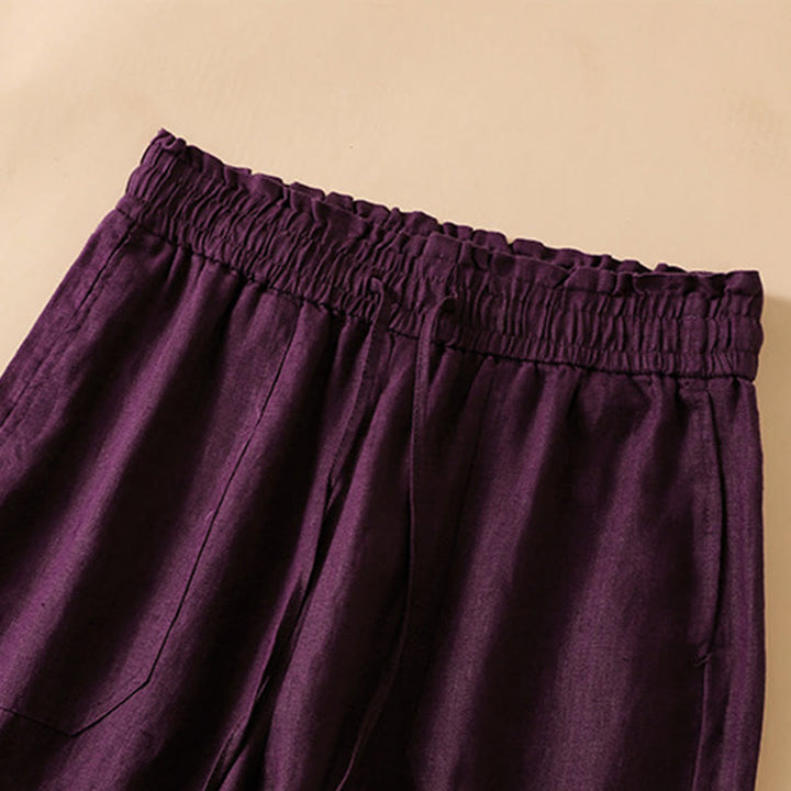 Pantalon large décontracté en coton avec poches pour femme, coupe droite, motif Buddha Stones, longueur 7-8 - image 19