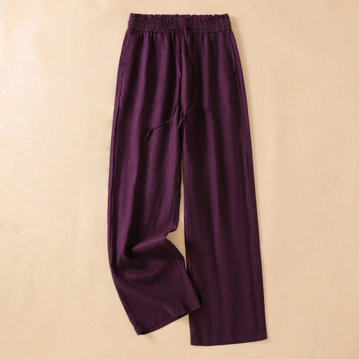 Pantalon large décontracté en coton avec poches pour femme, coupe droite, motif Buddha Stones, longueur 7-8 - Violet - US12，UK/AU16，EU44 (2XL) - image 14