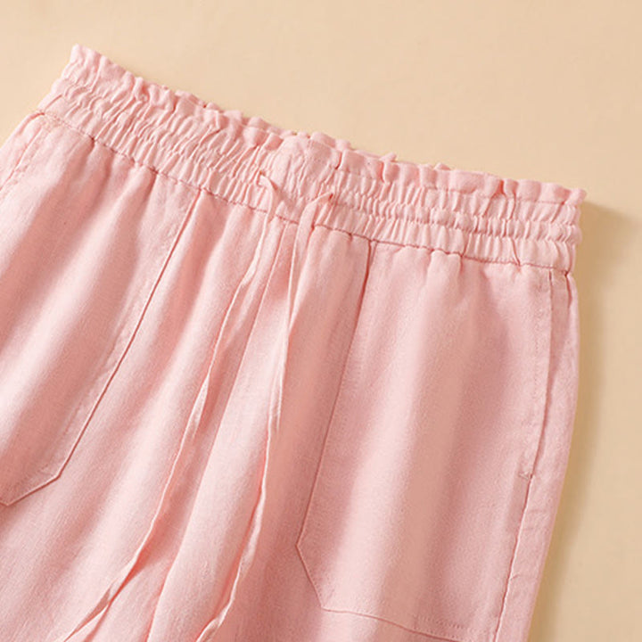 Pantalon large décontracté en coton avec poches pour femme, coupe droite, motif Buddha Stones, longueur 7-8 - image 26