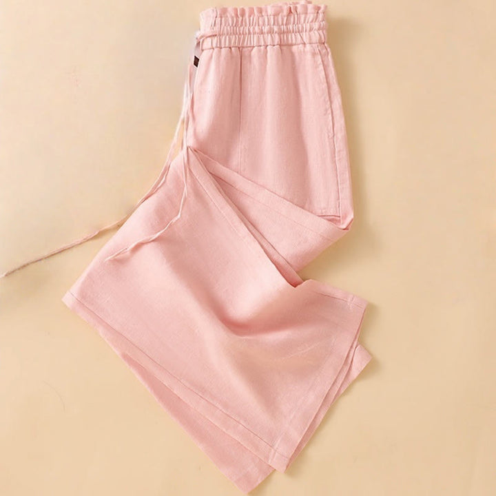 Pantalon large décontracté en coton avec poches pour femme, coupe droite, motif Buddha Stones, longueur 7-8 - image 22