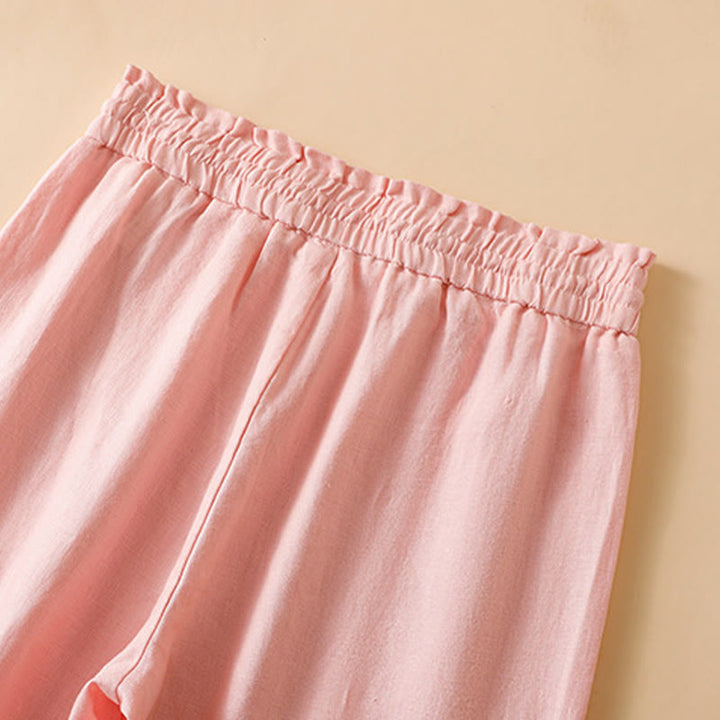 Pantalon large décontracté en coton avec poches pour femme, coupe droite, motif Buddha Stones, longueur 7-8 - image 23