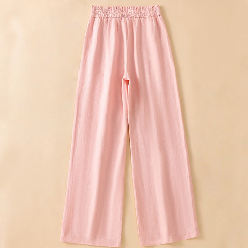 Pantalon large décontracté en coton avec poches pour femme, coupe droite, motif Buddha Stones, longueur 7-8 - image 21