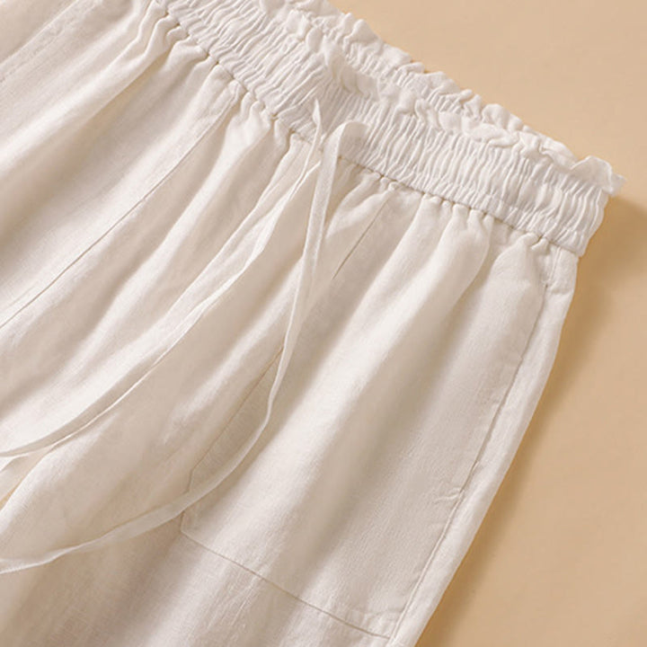 Pantalon large décontracté en coton avec poches pour femme, coupe droite, motif Buddha Stones, longueur 7-8 - image 33