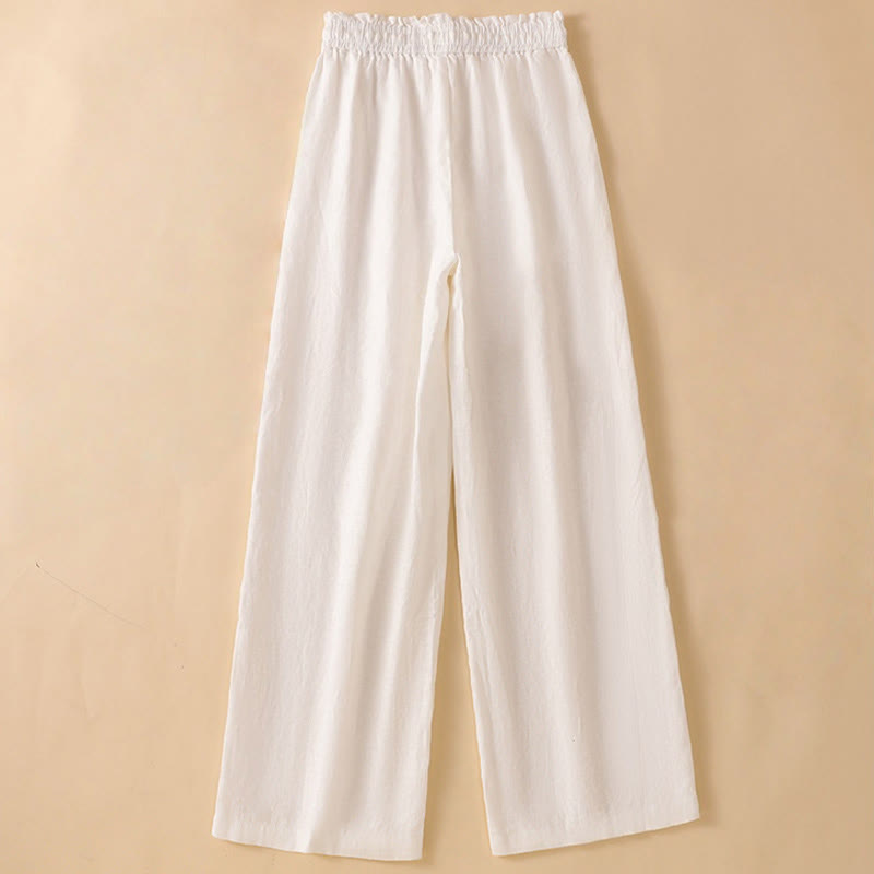 Pantalon large décontracté en coton avec poches pour femme, coupe droite, motif Buddha Stones, longueur 7-8 - image 28