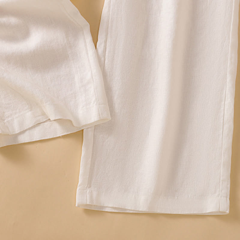 Pantalon large décontracté en coton avec poches pour femme, coupe droite, motif Buddha Stones, longueur 7-8 - image 31