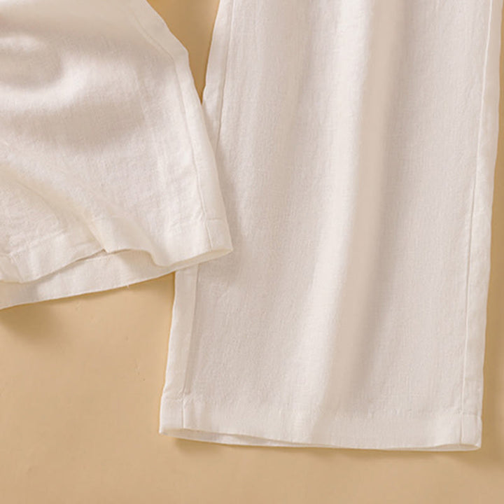 Pantalon large décontracté en coton avec poches pour femme, coupe droite, motif Buddha Stones, longueur 7-8 - image 31