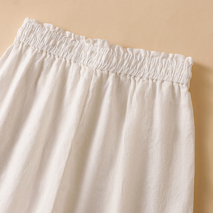 Pantalon large décontracté en coton avec poches pour femme, coupe droite, motif Buddha Stones, longueur 7-8 - image 30