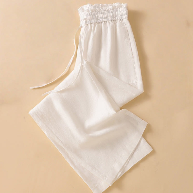 Pantalon large décontracté en coton avec poches pour femme, coupe droite, motif Buddha Stones, longueur 7-8 - image 29