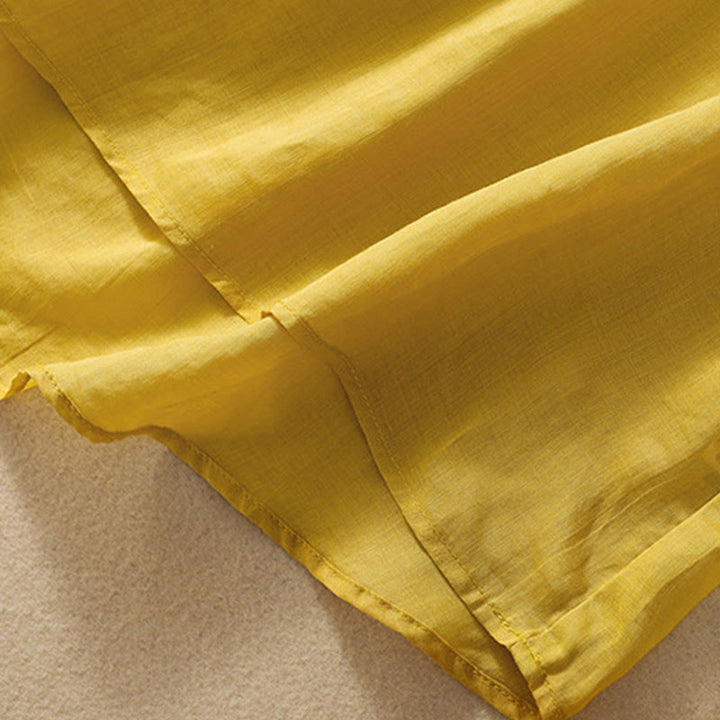 T-shirt femme en coton et lin à manches mi-longues avec broderies de Buddha Stones - image 10