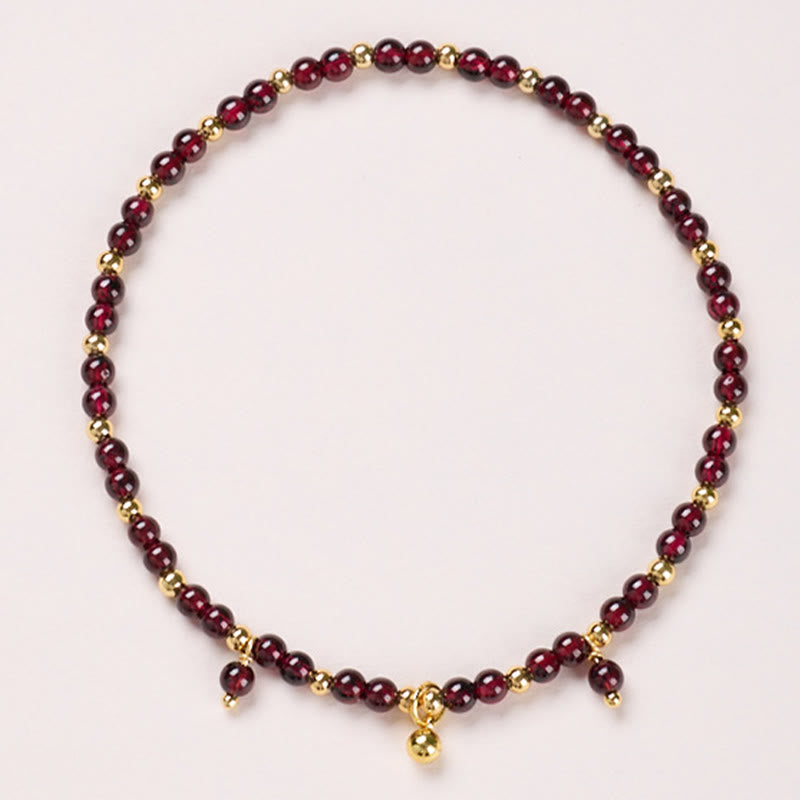 Bracelet de cheville calme en cuivre plaqué or et grenat naturel de 4 mm avec Buddha Stones - image 1