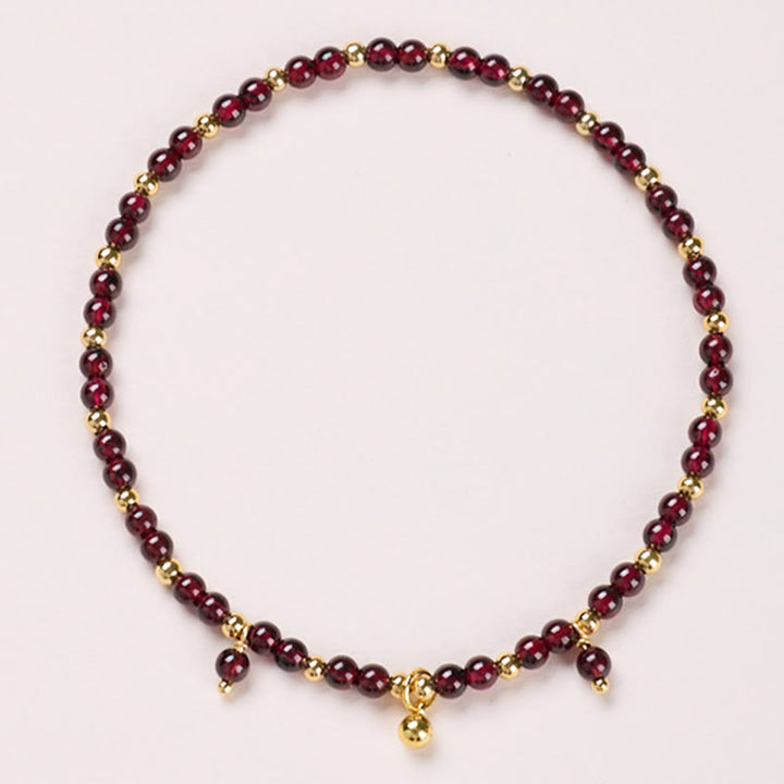 Bracelet de cheville calme en cuivre plaqué or et grenat naturel de 4 mm avec Buddha Stones - image 1
