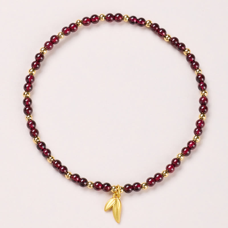 Bracelet de cheville calme en cuivre plaqué or et grenat naturel de 4 mm avec Buddha Stones - Feuille de grenat de 4 mm - image 3