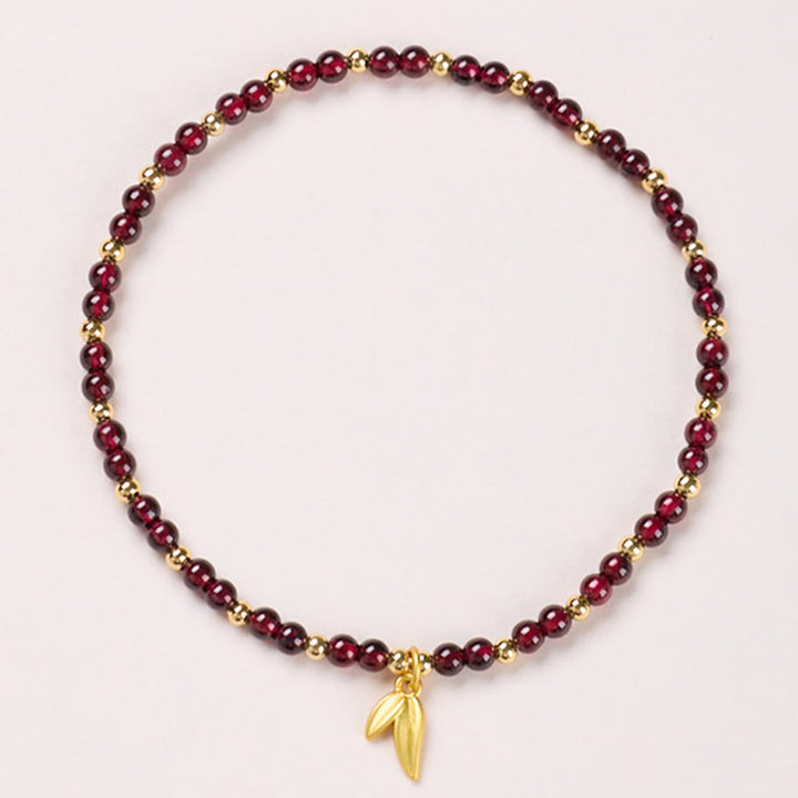 Bracelet de cheville calme en cuivre plaqué or et grenat naturel de 4 mm avec Buddha Stones - Feuille de grenat de 4 mm - image 3