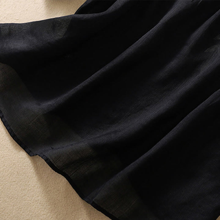 T-shirt femme en coton et lin à manches mi-longues avec broderies de Buddha Stones - image 27