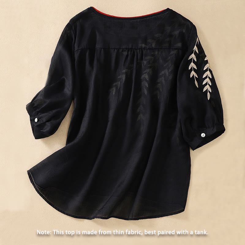 T-shirt à manches courtes pour femme avec broderie de Buddha Stones - image 23