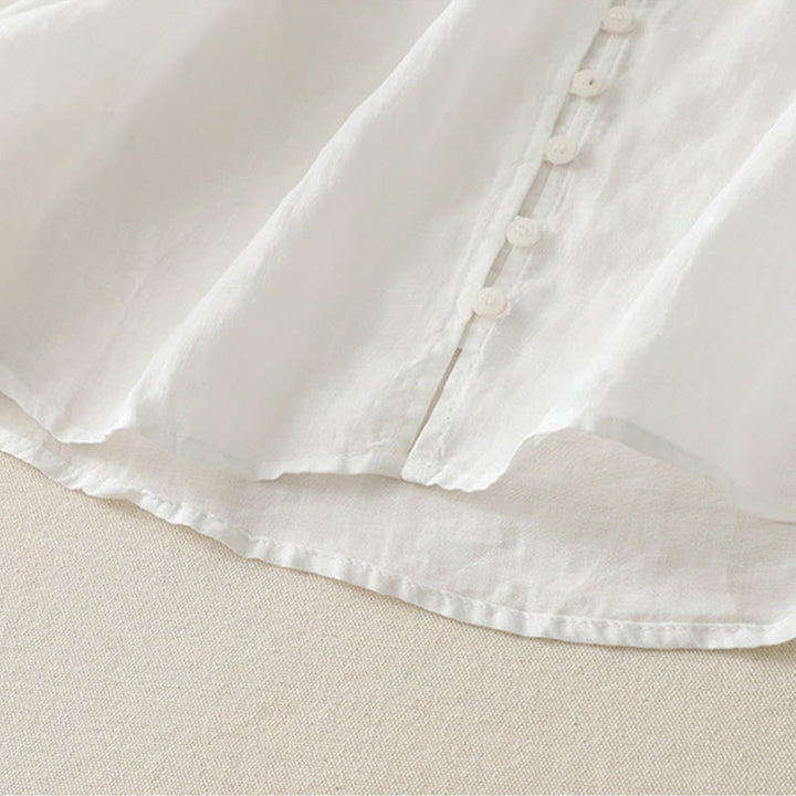 Chemise boutonnée en coton et lin pour femme avec broderies de Buddha Stones - image 12