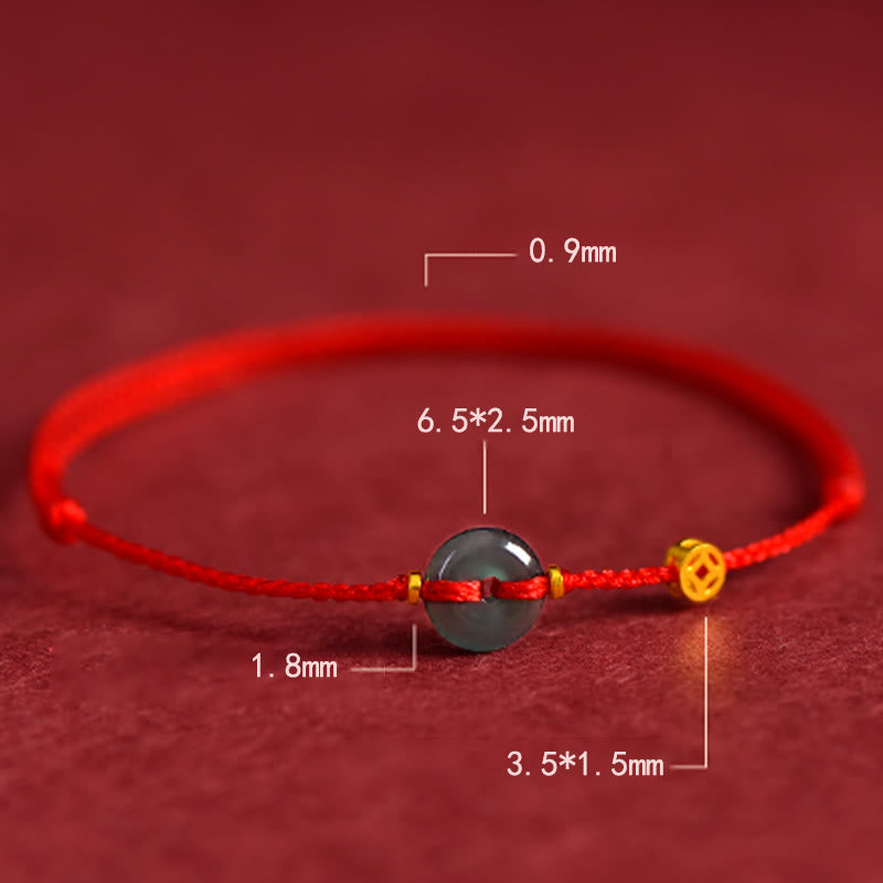 Bracelet de cheville en jade rouge avec boucle de paix et Buddha Stones - image 2