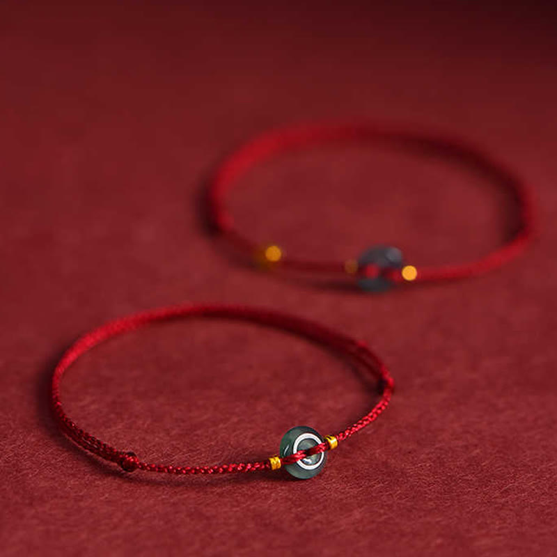 Bracelet de cheville en jade rouge avec boucle de paix et Buddha Stones - image 8