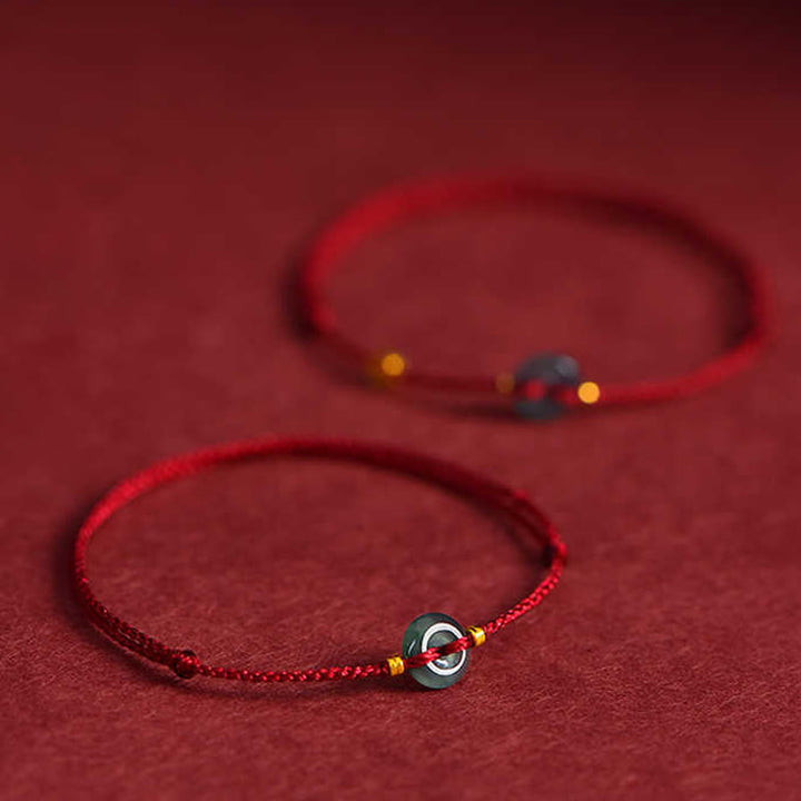 Bracelet de cheville en jade rouge avec boucle de paix et Buddha Stones - image 8