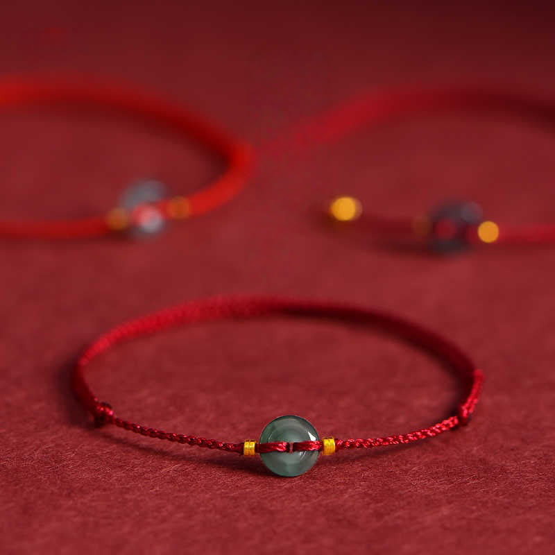 Bracelet de cheville en jade rouge avec boucle de paix et Buddha Stones - image 9