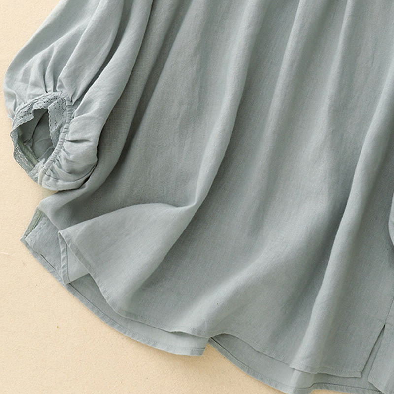 Chemise en coton à manches lanternes et motif Buddha Stones pour femme - image 5