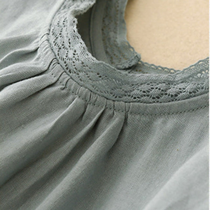 Chemise en coton à manches lanternes et motif Buddha Stones pour femme - image 7