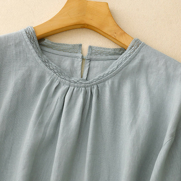 Chemise en coton à manches lanternes et motif Buddha Stones pour femme - image 3