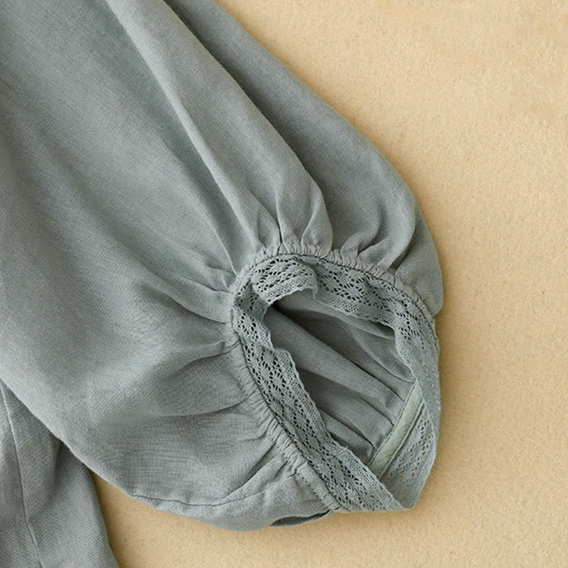 Chemise en coton à manches lanternes et motif Buddha Stones pour femme - image 10