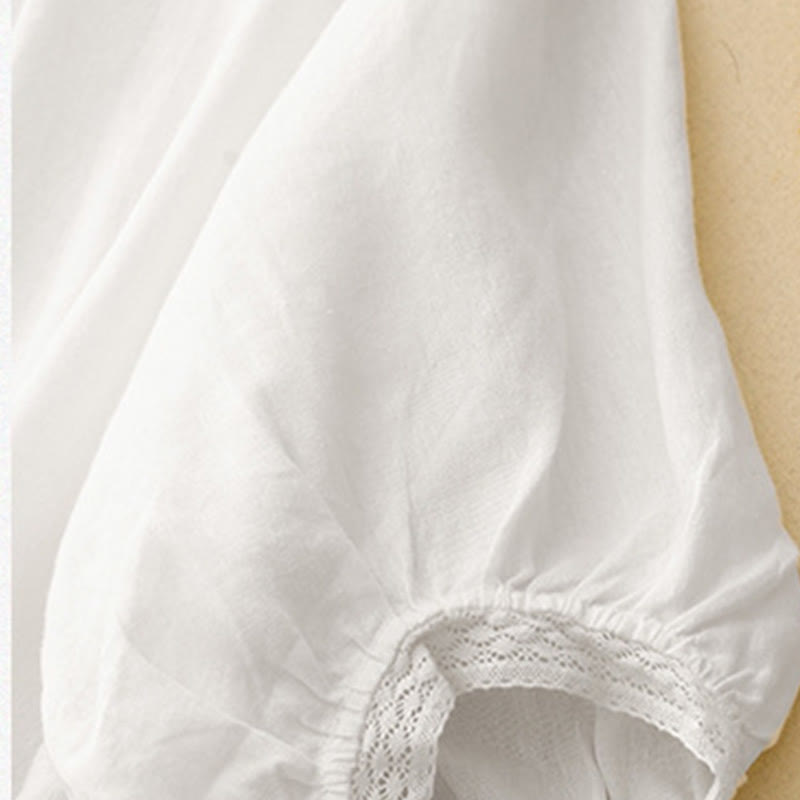 Chemise en coton à manches lanternes et motif Buddha Stones pour femme - image 13