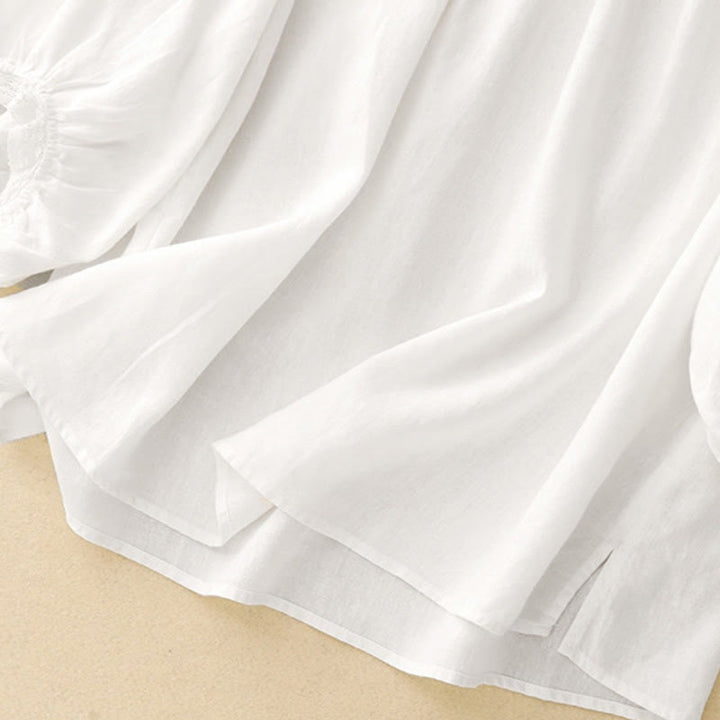 Chemise en coton à manches lanternes et motif Buddha Stones pour femme - image 15