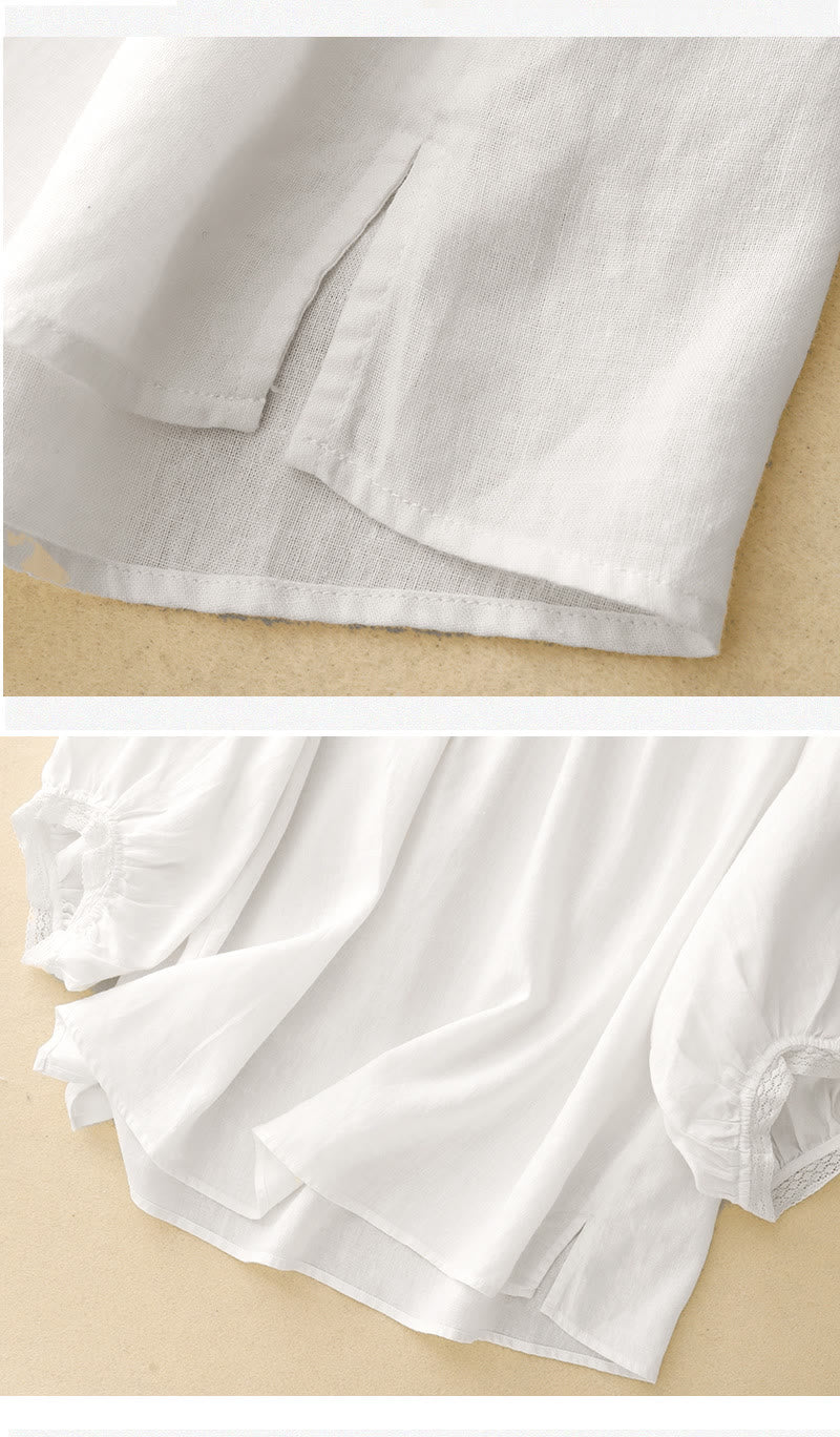 Chemise en coton à manches lanternes et motif Buddha Stones pour femme - image 18