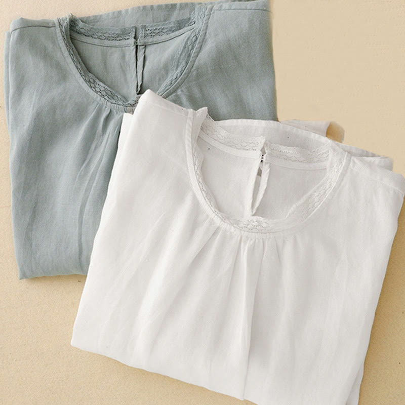 Chemise en coton à manches lanternes et motif Buddha Stones pour femme - image 19