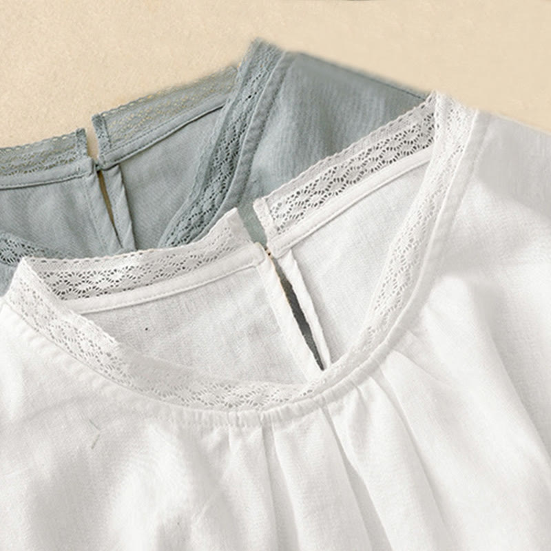 Chemise en coton à manches lanternes et motif Buddha Stones pour femme - image 20