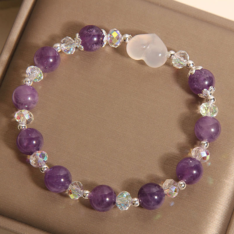 Bracelet d'équilibre en agate blanche et améthyste cœur Buddha Stones - image 7