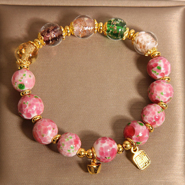 Bracelet porte-bonheur Liuli rose Buddha Stones et personnage Fu - image 5