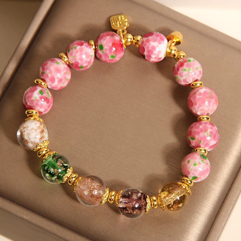 Bracelet porte-bonheur Liuli rose Buddha Stones et personnage Fu - image 5