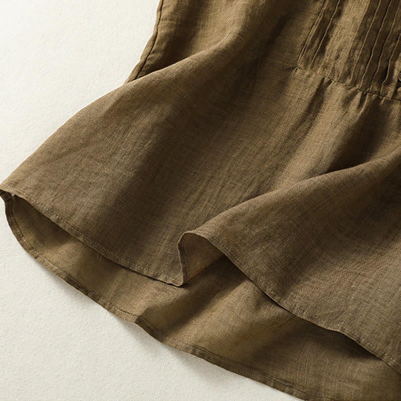 Chemise décontractée sans manches plissée en coton et lin pour femme, motif Buddha Stones - image 11