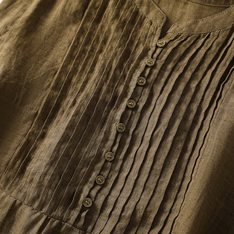 Chemise décontractée sans manches plissée en coton et lin pour femme, motif Buddha Stones - image 17