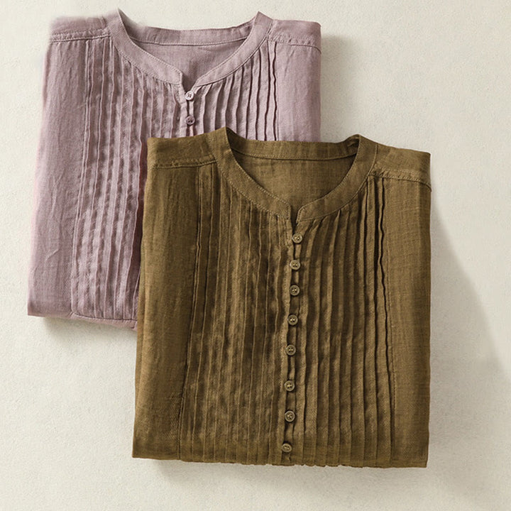 Chemise décontractée sans manches plissée en coton et lin pour femme, motif Buddha Stones - image 19