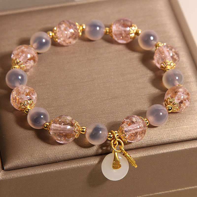 Bracelet de guérison en agate bonbon Liuli avec boucle de paix et Buddha Stones Fu - image 8