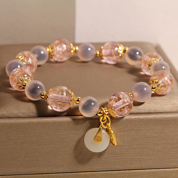 Bracelet de guérison en agate bonbon Liuli avec boucle de paix et Buddha Stones Fu - image 2