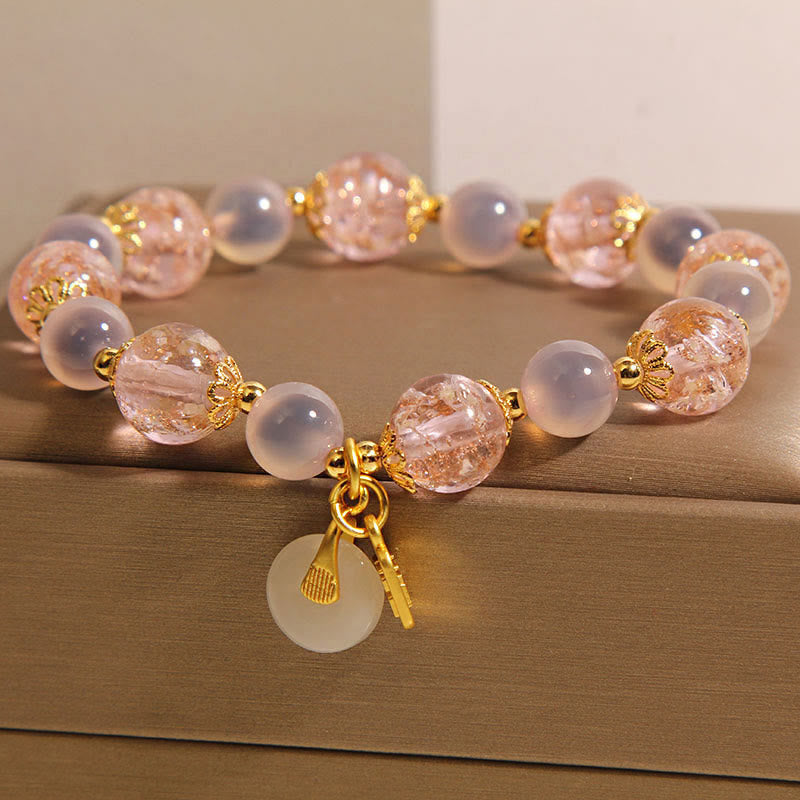 Bracelet de guérison en agate bonbon Liuli avec boucle de paix et Buddha Stones Fu - image 1