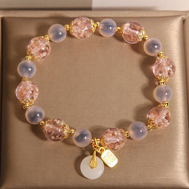 Bracelet de guérison en agate bonbon Liuli avec boucle de paix et Buddha Stones Fu - image 4