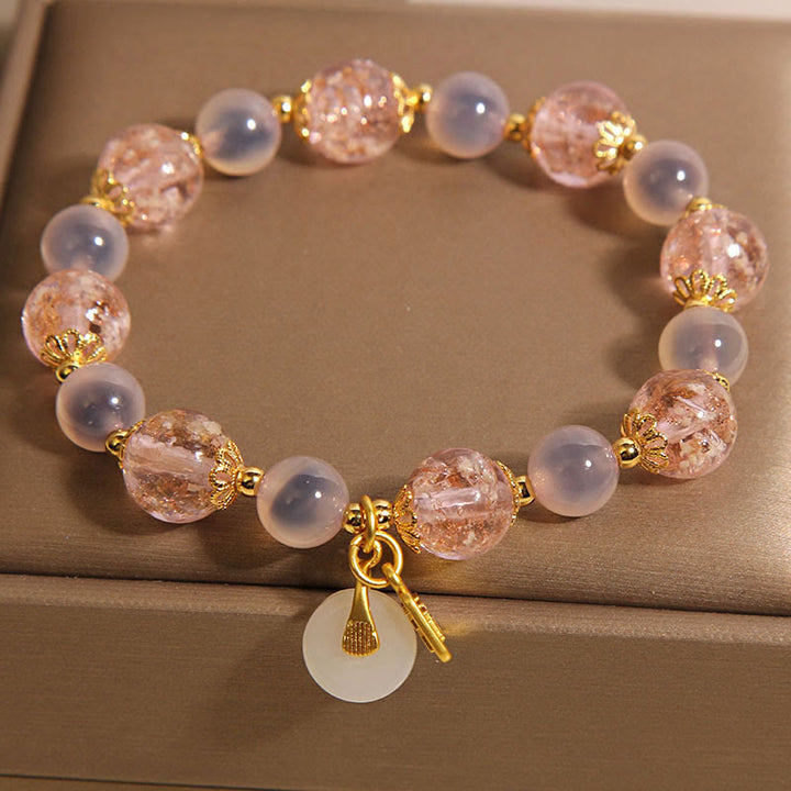 Bracelet de guérison en agate bonbon Liuli avec boucle de paix et Buddha Stones Fu - image 3