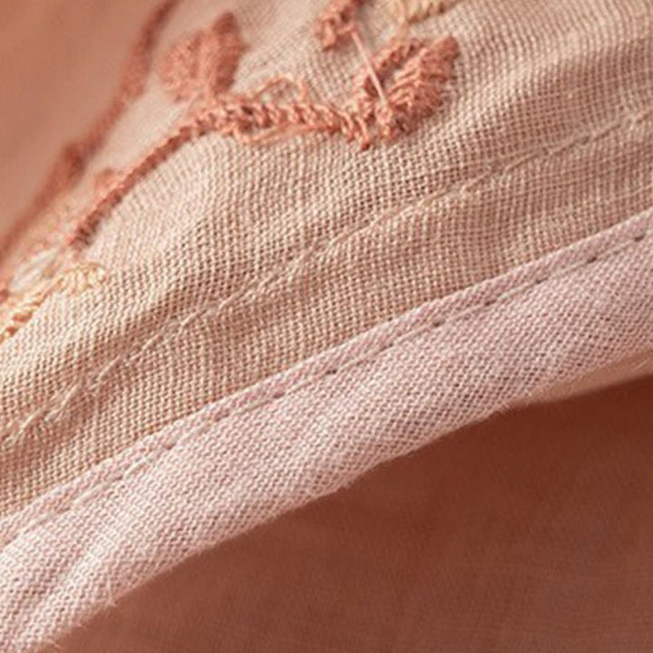 Chemise décontractée en coton et lin pour femme, col incliné, broderie, boutons grenouille, motif Buddha Stones - image 9