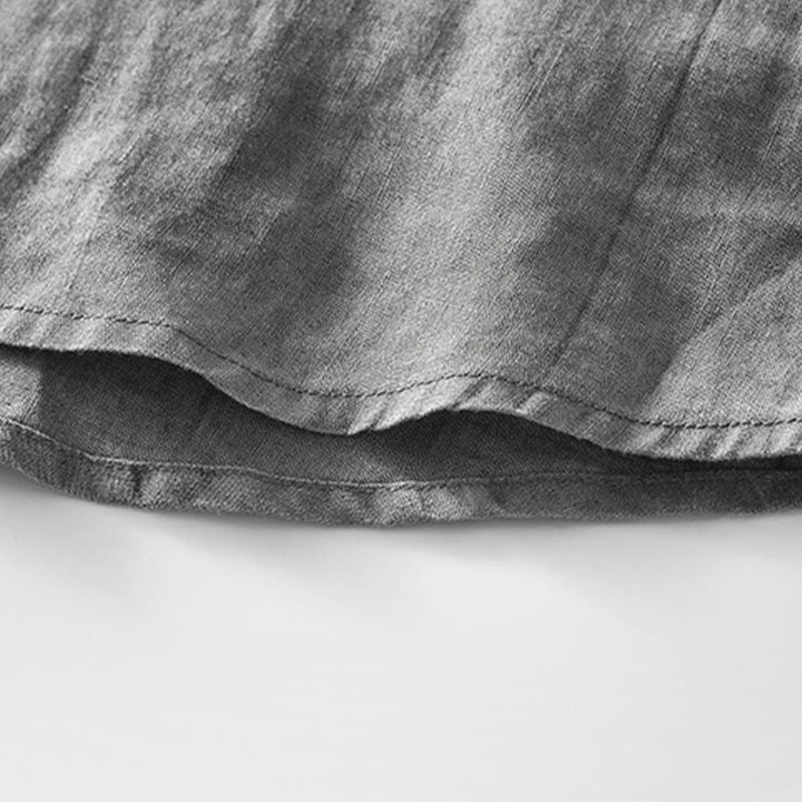 Chemise homme à manches courtes en coton et lin avec poches et boutons simples Motif Buddha Stones - image 6