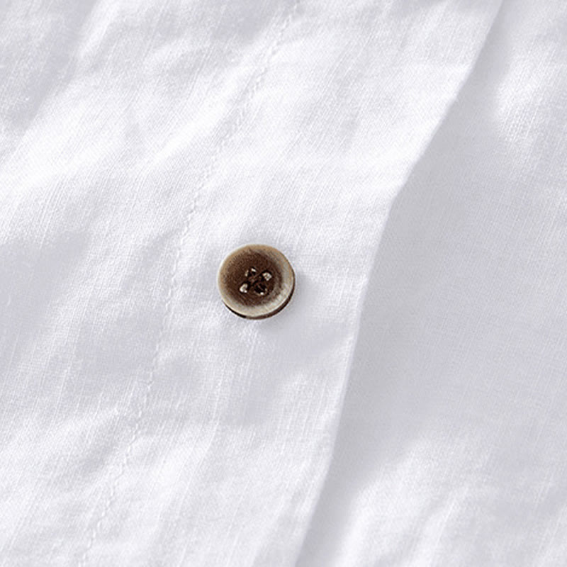 Chemise homme à manches courtes en coton et lin avec poches et boutons simples Motif Buddha Stones - image 9