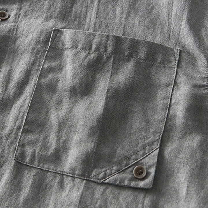 Chemise homme à manches courtes en coton et lin avec poches et boutons simples Motif Buddha Stones - image 4