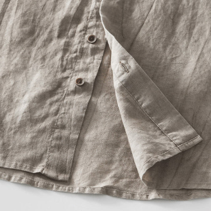 Chemise homme à manches courtes en coton et lin avec poches et boutons simples Motif Buddha Stones - image 19