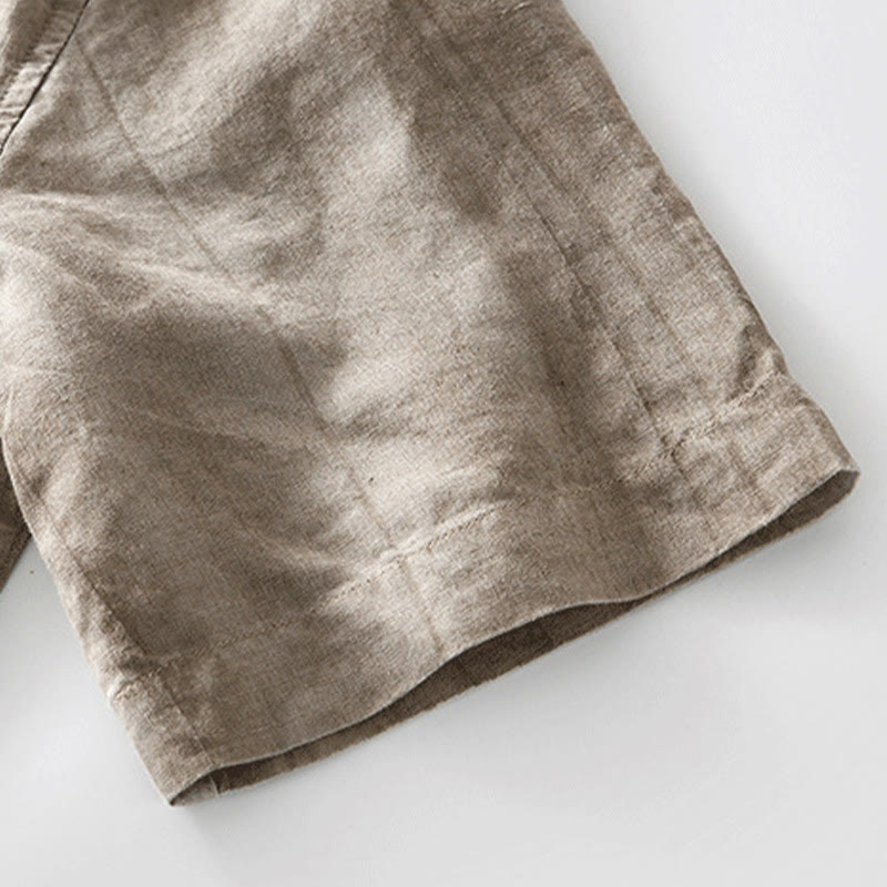 Chemise homme à manches courtes en coton et lin avec poches et boutons simples Motif Buddha Stones - image 17
